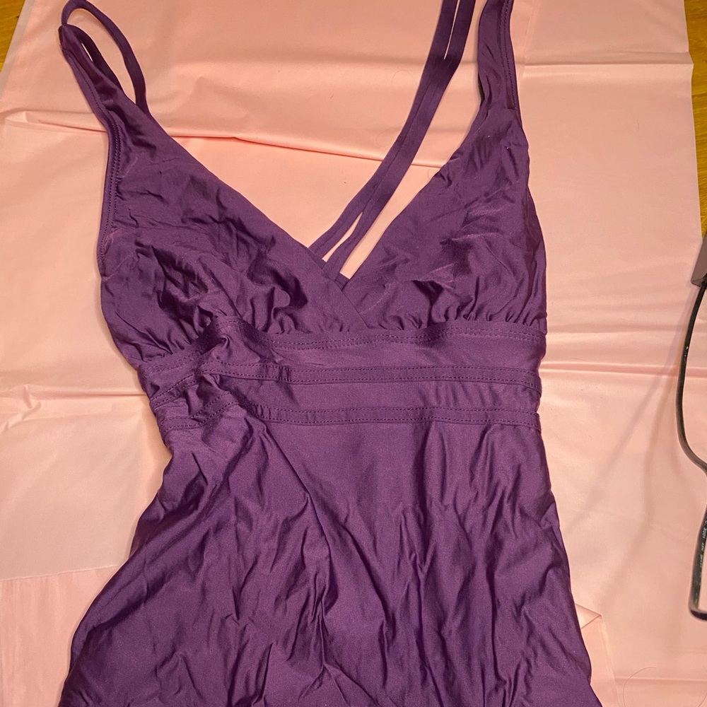 Athena Purple Open Backed One Piece Bathing Suit